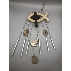 Cross Fish Bird RELIGIOUS RESIN CROSS WIND CHIMES Multicolor *READ